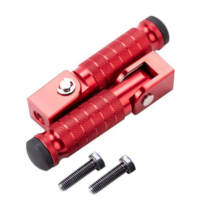 Motorcycle Foot Pegs, Foldable Footpegs Pedals 90° CNC Passenger Footrests Minibike M8 Install Bolts Fit for Dirt Bike Foot Pegs Yamah a, H0NDA, Su zuki, Aprili a Universal Folding Foot Pegs red - size: Foldable Red