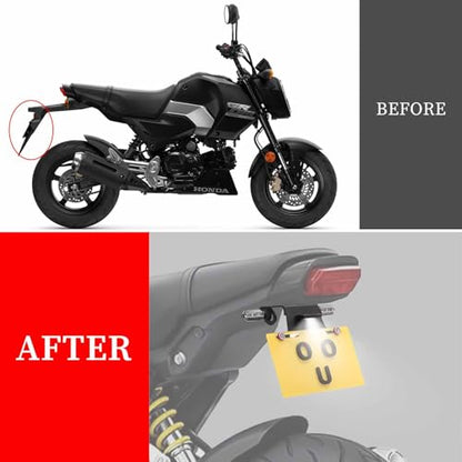 2026 GROM MSX 125 Fender Eliminator Kit - Tail Tidy Compatible with 2022-2025 MSX125 GROM - License Plate Bracket with Turn Signals Rear and LED License Light (Clear) - color: Clear