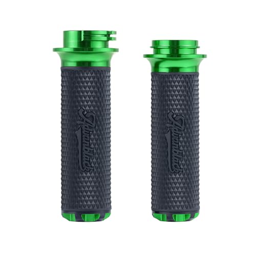Advanblack AXION Performance Grips, Cable Throttle Hand Grips Compatible with Harley Touring Road Glide Street Glide, Softail - color: Green