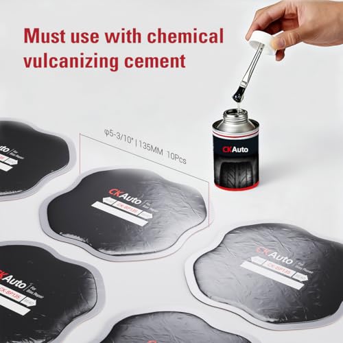 CKAuto 10 PCS Bias Tire Repair Patch Kit Heavy Duty Dia 5-5/16" (135mm) for Trucks Bus Agricultural Vehicles Trailer Tractor, Dia 5-5/16" (135mm) 10 PCS - size: Dia 135mm 10pcs