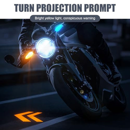 2 PCS Motorcycle Turn Signal Lights, Super Bright LED Projector Light with 27 Lighting Modes, Rhombus Waterproof RGB Dazzling Blinker, Universal Indicator Modification for Front Rear (Yellow)