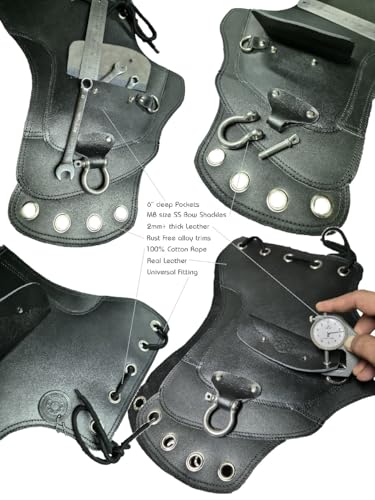 Top Cow Grain Leather, Motorcycle Engine Heat Shield, Universal Fit Saddle Guard with Tool Storage, Black, Gen 3