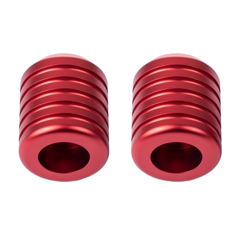 Advanblack ProTek Machined Harley Crash Bar Sliders 1.25" Decorative Wheel Rotatable End For Front Engine Guard Rear Saddlebag Guards (Red CNC) - color: Red CNC
