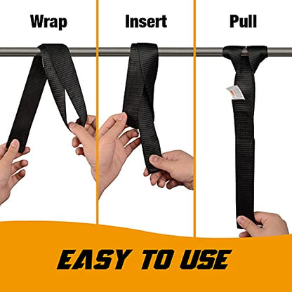 Soft Loop Tie Down Straps - 1.5 x 18 inches, 8800lbs Breaking Strength, Soft Loops for Securing ATV, UTV, Motorcycles, Scooters, Dirt Bikes, Lawn & Garden Equipment, 4 Pack (Black) - color: Black