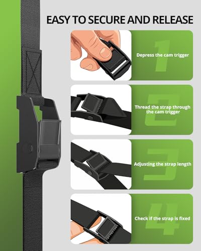 Lashing Straps with Buckles, 0.75'' x 48'' Tie Down Straps Ratchet Adjustable Cam Buckle Pull Luggage Straps Cinch Strap for Packing Cargo Trucks Motorcycle Kayak Bike Rack Black 4 Pack - size: 4-Pack 0.75'' x 48''