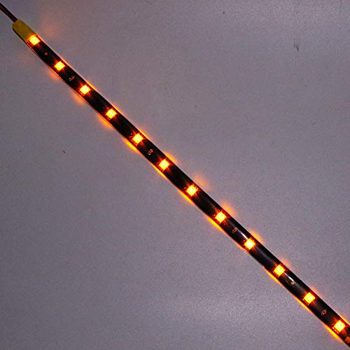 DC 12V Waterproof 1Ft 12 LED Strip Underbody Light with 6 inches Wires for Motor (Amber/Yellow,Pack of 6) - color: Amber
