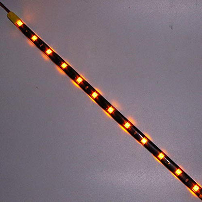 DC 12V Waterproof 1Ft 12 LED Strip Underbody Light with 6 inches Wires for Motor (Amber/Yellow,Pack of 6) - color: Amber
