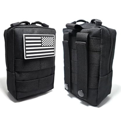 2 Pack Small Molle Pouches - Tactical Compact Water-Resistant EDC Pouch Bag Utility Belt Pouch Waist Pack Bag - color: Black