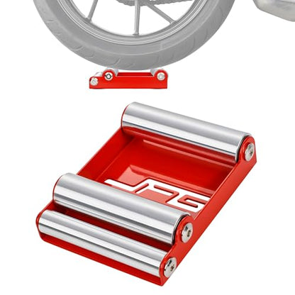 JFG RACING Motorcycle Wheel Cleaning Stand,Portable Wheel Roller Stand for Tire Cleaning & Chain Lubrication(Bikes<485 lbs & Tire Width<180 mm)-Red - color: Red