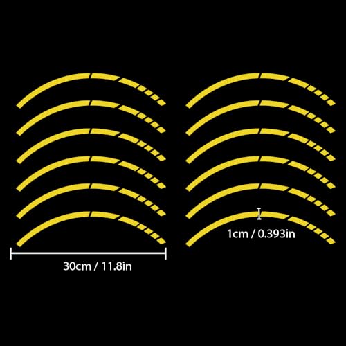 12PCS Reflective Car Wheel Stickers, Night Safety Warning Bicycle Stickers, Anti-Scratch Reflective Rim Decals for Car Motorcycle Cycling Bike (Yellow) - color: Yellow