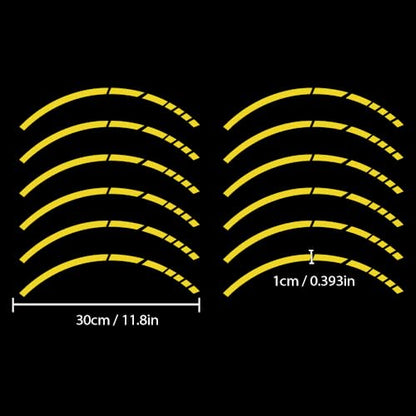 12PCS Reflective Car Wheel Stickers, Night Safety Warning Bicycle Stickers, Anti-Scratch Reflective Rim Decals for Car Motorcycle Cycling Bike (Yellow) - color: Yellow