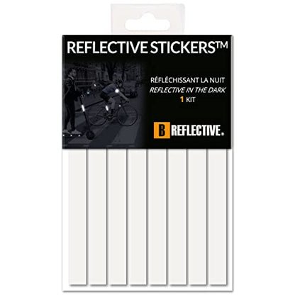 Set of 8 Retro Reflective Stickers for Scooters, Bikes, Motorcycles,... - Multi Support Strips - High Visibility - 3M Technology™ - Maximum grip - color: Silver / White
