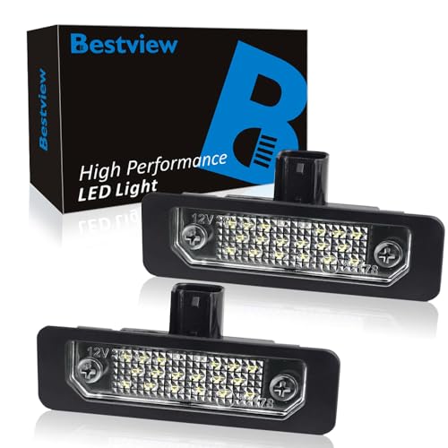 Bestview LED License Plate Light Tag Lamp Assembly for for Ford Mustang 2010-2014,Fusion 2006-2012,Taurus 2010-2019,Flex Focus Lincoln Mercury Rear Bumper Tag Lamp Replacement 6000K Bright White,2Pack - color: for 2010-2014 Ford Mustang