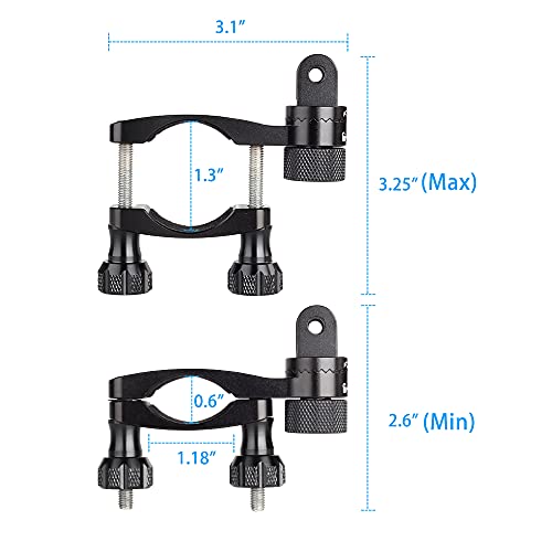 HSU Bike Handlebar Mount for GoPro, 360° Rotation Seat Post, 0.6-1.3inch Go Pro Motorcycle Mount Compatible with Hero 13/12/11/10/9/8/7/6, DJI Osmo Action AKASO and Other Action Cameras (Black) - color: Black