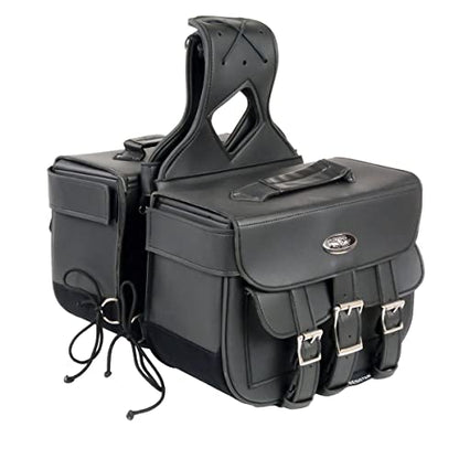 Milwaukee Leather SH67001ZB Black Straight Drop Zip-Off Triple Strap PVC Throw Over Saddlebags - One Size