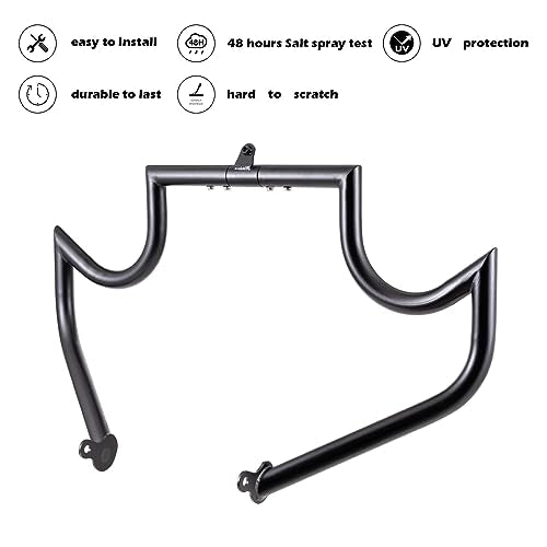 Kinglemc Crash Bar Engine Guard Highway Bar for Harley Davidson Touring Road Glide Road King Street Glide Electra Glide CVO and Trike Models 09-25 (Mustache Black) - color: Black-Mustache