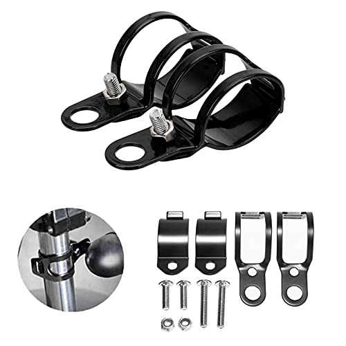 ANKIA 1 Pair Universal Metal Motorcycle Turn Signal Indicator Light Bulb Lamp Mounting Brackets Clamp Holder Support for 30-45mm Front Fork Accessories (Turn Signal Brackets-Black) - color: Turn Signal Brackets-Black