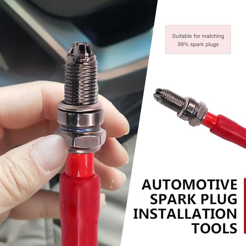 Car Spark Plug Socket, Reusable Rubber Insulation Sleeve Tool, Dual-hole Design Spark Plug Wrench for Easy Installation Removal, Universal for Most Cars, Motorcycles (Red)