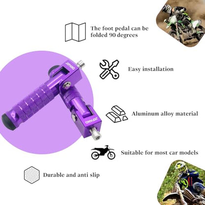 Universal Motorcycle Bicycle Folding Passenger Foot Pegs M8 Rearsets Rear Set Footrests Footpeg Foot Rest Peg Pedals For Bike Install Hole 8mm (Purple) - color: Purple