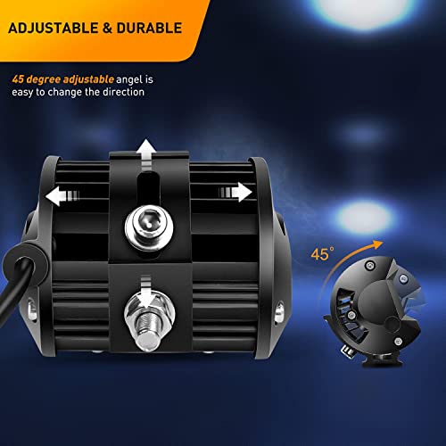 GOOACC 2PCS 60W 4 Inch Triple Row LED Pods Flood Light Bar Fog Light Driving Lighting with 16AWG Off Road Wiring Harness-2 Leads for Truck Golf Cart SUV ATV UTV Boat, 2 Years Warranty, (Auto-510) - color: 2Pcs LED Pods+ Wiring Harness
