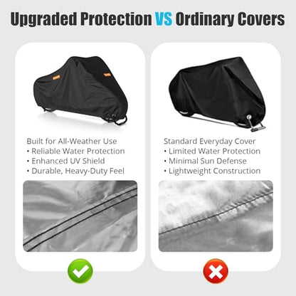 300D Motorcycle Cover Waterproof Outdoor, 96.5 inch Fits for Harley Davidson Sportster Iron 883/1200, Forty-Eight, Nightster, Nightster Special, Street 500/750, Honda Rebel 300/500/1100, Black - size: 96.5 inch