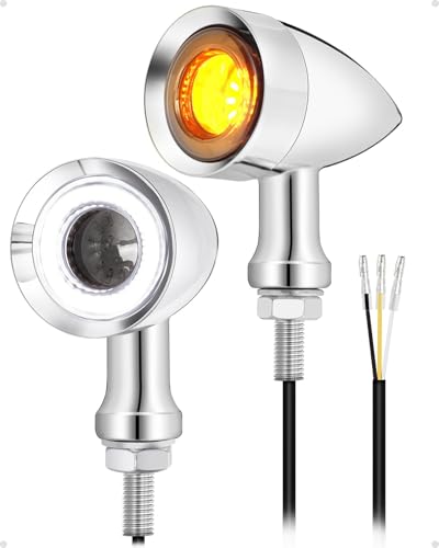 Benlari Motorcycle Bullet 48 LEDs Front Turn Signal Light SMD Blinker Indicator Fit for Honda Yamaha Suzuki Kawasaki Harley Sportster(Chorme/White and Amber Light) - color: Chrome/White and Amber