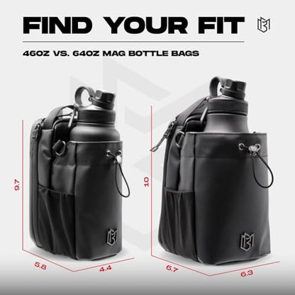 Magnetic Gym Bag for Men and Women – Sling Bottle Bag with Magnetic Attachment | Water Bottle Holder, Gym Pouch, Crossbody Bag for Sports & Travel, (Black - 64oz) - color: Black - 64 oz