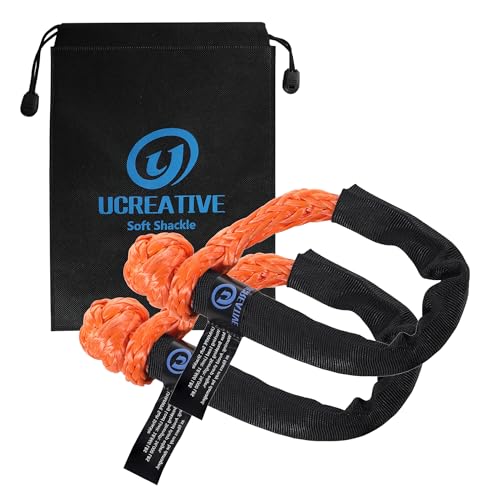 Ucreative 2Pcs Synthetic Soft Shackle 1/2 Inch x 22 Inch (56,000lbs Breaking Strength) with Extra Sleeves (Orange) - color: Orange