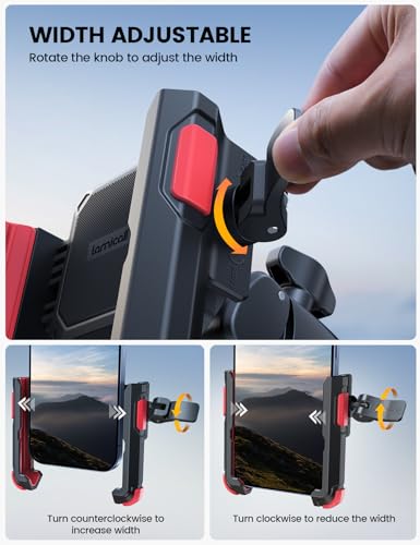 Lamicall Motorcycle Bike Phone Mount - [1s Quick Release] Bike Cell Phone Holder Clip, Bicycle Scooter Handlebar Clamp, for iPhone 17 16 15 14 Pro Max, Galaxy S25 S24 Ultra, 4.7-7" Phones, Red - color: Red