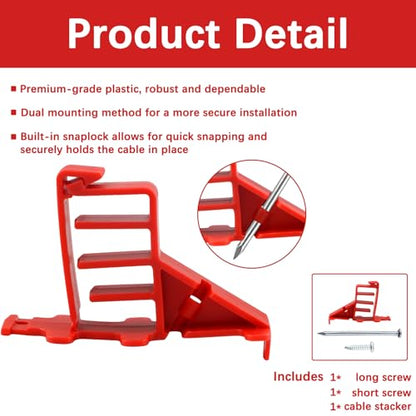 40PCS Multi Cable Staples,Non-Metalic Cable Staple Clips with Steel Nails,Insulated Plastic Wire Stackers for Easy & Tidy Electrical Wire Management