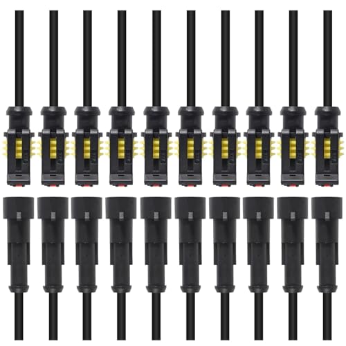 10 Kits 1 Pin Connector Waterproof,16 AWG 1 Way Automotive Electrical Wire Connector for Car, Truck, Boat, and Other Wire Connections - color: 10Pair 1PIN