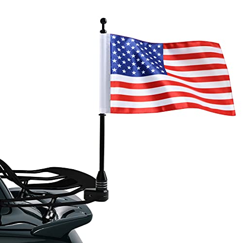 Motorcycle USA Flag Flagpole Mount Rear Rack Luggage Rack Fits for Honda Goldwing GL1500 GL1200 GL1800 2001-2025, Black - color: Black Flagole+US Flag 1 Set