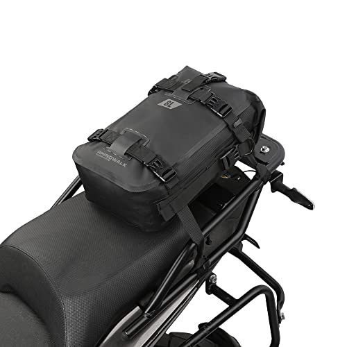 Waterproof Motorcycle Tail Bag 8L Motorbike Rear Rack Storage Bag Saddle Pannier for Touring Adventure Commuting Black - size: 8L