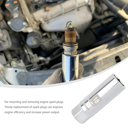 18mm Magnetic Spark Plug Socket,6-Point 3/8" Drive Thin Wall Spark Plug Socket,Universal Sparks Plugs Removal Tool Car Accessories for Most Cars Trucks SUVs - color: 18 mm