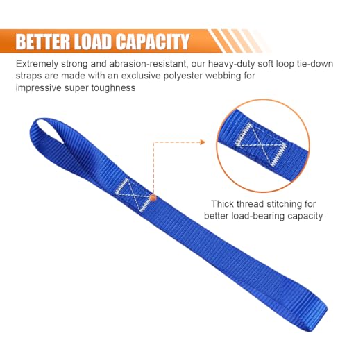 ZIMISI 8PCS Soft Loop Tie Down Straps, 1"x 12" Loop Straps with 4500Lbs Breaking Strength & 1500Lbs Load Capacity, Motorcycle Tie Down Straps for Securing ATV, UTV, Dirt Bikes, Lawn Equipment (Blue) - color: Blue