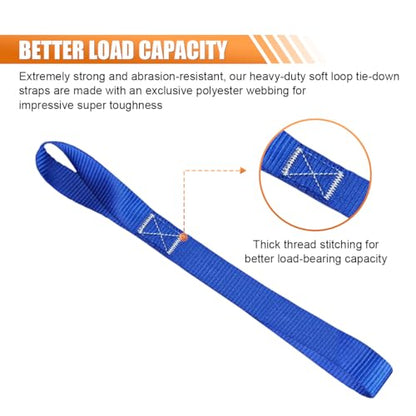 ZIMISI 8PCS Soft Loop Tie Down Straps, 1"x 12" Loop Straps with 4500Lbs Breaking Strength & 1500Lbs Load Capacity, Motorcycle Tie Down Straps for Securing ATV, UTV, Dirt Bikes, Lawn Equipment (Blue) - color: Blue