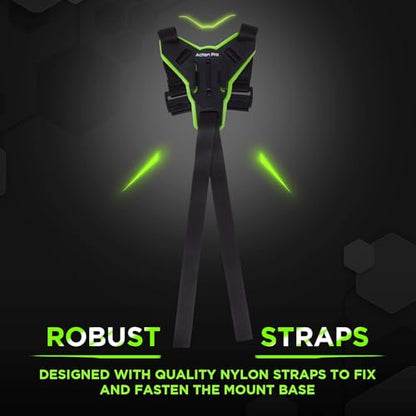 Action Pro™ Motorcycle Helmet Chin Strap Mount Compatible with GoPro Hero 12, 11, 10, 9, 8, 7, (2018), 6, Hero Black, Insta 360, Session, Xiaomi Yi, SJCAM (Green) - color: Green 2.0