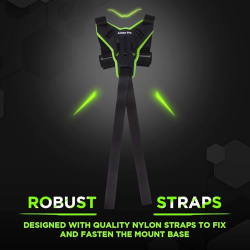 Action Pro™ Motorcycle Helmet Chin Strap Mount Compatible with GoPro Hero 12, 11, 10, 9, 8, 7, (2018), 6, Hero Black, Insta 360, Session, Xiaomi Yi, SJCAM (Green) - color: Green 2.0