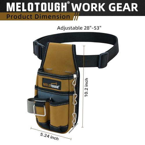 MELOTOUGH Pocket Tool Pouch Tool Belt Pouches with Belt Clip Utility Mini Tool Organizer Pouch for Electrician,Carpenter,Construction,Technician - color: Brown