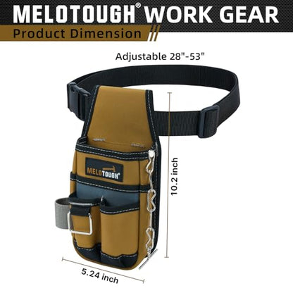 MELOTOUGH Pocket Tool Pouch Tool Belt Pouches with Belt Clip Utility Mini Tool Organizer Pouch for Electrician,Carpenter,Construction,Technician - color: Brown