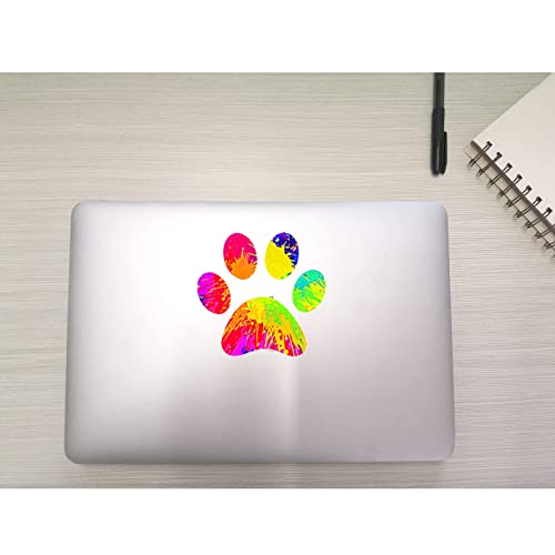 2 Pack 5.1" Rainbow Tie Dye Cat Dog Pawprint Reflective Vinyl Car Decals Stickers Van Trucks Women Men Motorcycle Laptop Decals Skateboard Bike Bumper Window - color: Paw-1