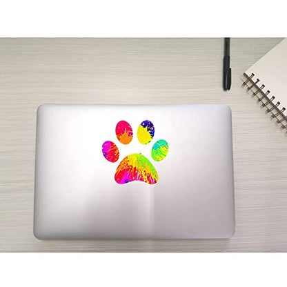 2 Pack 5.1" Rainbow Tie Dye Cat Dog Pawprint Reflective Vinyl Car Decals Stickers Van Trucks Women Men Motorcycle Laptop Decals Skateboard Bike Bumper Window - color: Paw-1