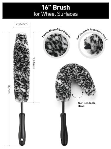 Fantasticlean 6PCS Car Wheel Brush Kit, Tire Brush for Cleaning Tires, Soft Rim Brush, Bendable Wheel Cleaner Brush, Double-Ended Detailing Brush, Applicator Pads, Wheel Brushes for Cleaning Wheels - size: 6PCS-WDK001