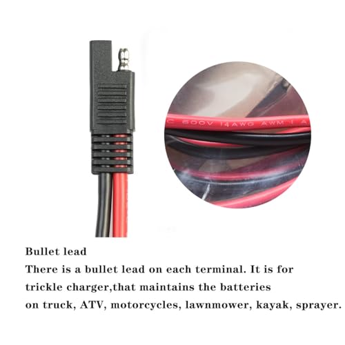 5 Pack 14 Gauge Quick Disconnect Wire Harness SAE Connector Bullet Lead Cable for Motorcycle Boat Car Tractor - 12in Red and Black Wire - style: 14 Gauge