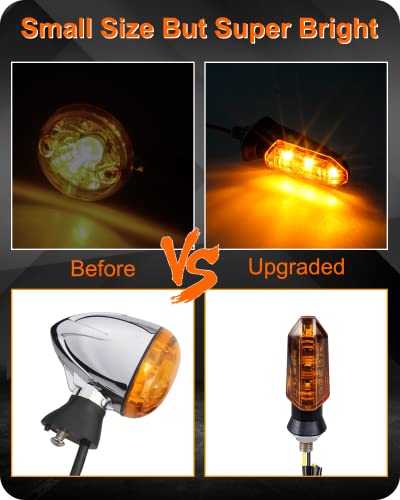 4PCS Universal Motorcycle Turn Signals Front Rear LED Turn Signal Light Mini Amber Blinkers for Motorbike Scooter Quad Cruiser Off Road Touring - color: amber