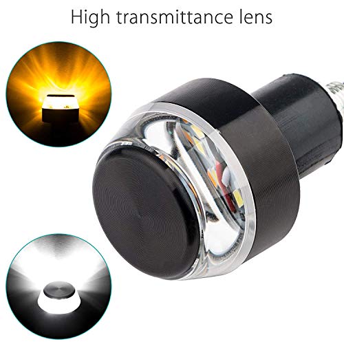 TOPKU Motorcycle Turn Signal Light Grip Bar Plug Strobe Side Marker End LED Handlebar Motorcycle Handle Bar Grip Plug Side Marker Lamp Accessory 2-Pack