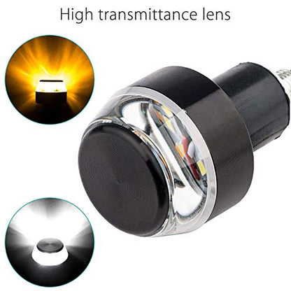 TOPKU Motorcycle Turn Signal Light Grip Bar Plug Strobe Side Marker End LED Handlebar Motorcycle Handle Bar Grip Plug Side Marker Lamp Accessory 2-Pack
