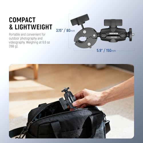 NEEWER Super Clamp Action Camera Mount with 360° Dual Ball Heads, Bike/Bicycle/Motorcycle Handlebar Holder Compatible with iPhone Insta360 DJI OSMO Action GoPro Hero for POV Video Recording, CA162 - style: CA162