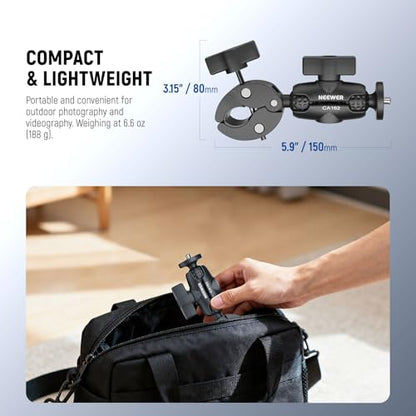 NEEWER Super Clamp Action Camera Mount with 360° Dual Ball Heads, Bike/Bicycle/Motorcycle Handlebar Holder Compatible with iPhone Insta360 DJI OSMO Action GoPro Hero for POV Video Recording, CA162 - style: CA162