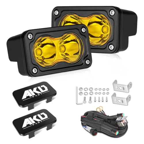 3 Inch Yellow CREE LED Pods with Wiring Harness & Black Covers | High Intensity CREE LEDs, Centrated Spot Beam, Free Wiring kit & Black Covers - color: Yellow